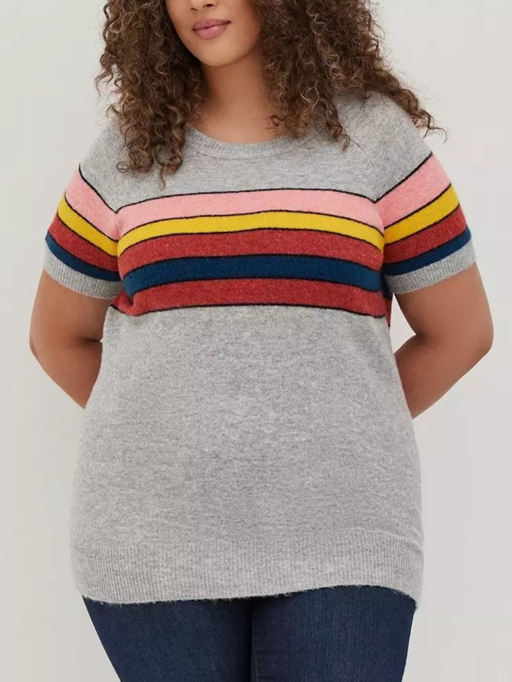 NEW NWT TORRID 0 Plus Size Vegan Cashmere Pullover Short Sleeve Raglan Sweater
